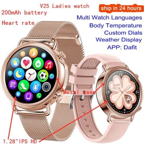 V25 Smart Watch Women Heart Rate Blood Pressure Monitoring Weather Forecast Smartwatches For Android IOS PK V23 PK DT66 L15 L19