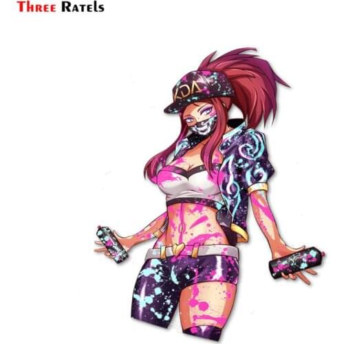 Three Ratels FC312 Paint Akali Cute Cartoon 3D Stickers For Car Macbook Anime Decal