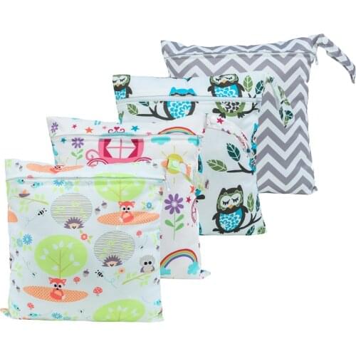 Waterproof printing pocket reusable wet bag diaper bag PUL travel dry and wet bag mini size 27*30cm diaper bag