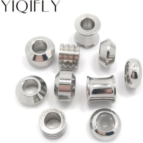 YIQIFLY Freee Shipping 20pc Stainless Steel Big Hole Beads and Stopper Beads Fit European Pandora Charms Bracelet DIY Not Fade