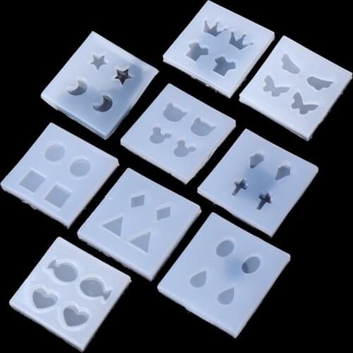 Jewelry Mold Silicone Round Oval Square Shape DIY Stud Earring Epoxy Resin Mold