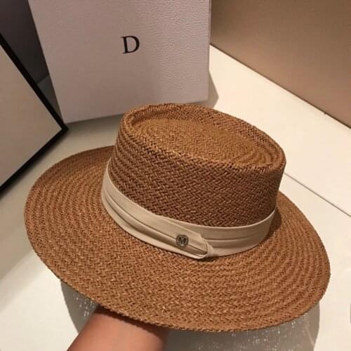 Womens Summer Hand-woven Panama Straw Hat Male Concave Top Hat Sun Hat Breathable Beach Hat