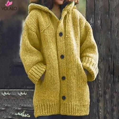 Women Cardigans Sweater Coat Warm Sweater Coats Loose Wool Knitted Coat Autumn Winter Women Long Cardigan Oversized Hooded