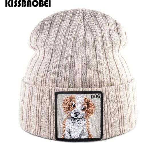 Cute Dog Winter Hats For Men SKullies Beanies Animal Skull Cap Women Fashion Thick Warm Knit Beanie Hat bonnet femme