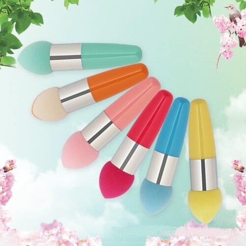 1Pc NEW Hot Pink Cosmetic Makeup puff Foundation Liquid BB Cream Soft Lollipop Sponge Brush 689E