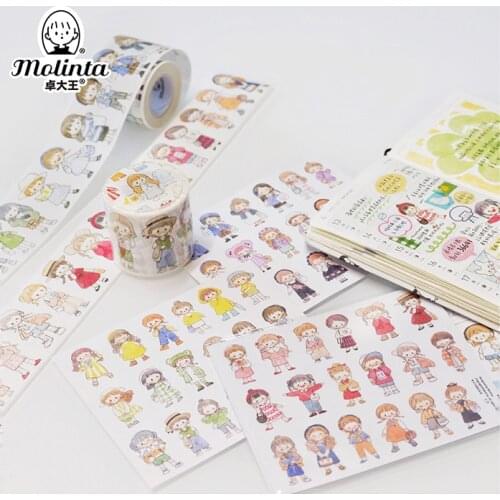 10pcs/1lot Washi Masking Tapes Cartoon Girl Decorative Adhesive Scrapbooking DIY Paper Japanese Stickers 10M