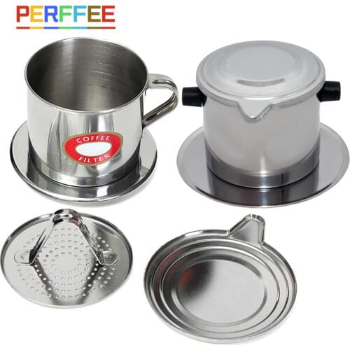 135ml Vietnamese Phin Coffee Drip Filter Stainless Steel Coffee Maker Pot Infuse Cup Portable Durable for Home, office