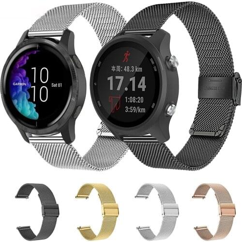 18MM 20MM 22MM Metal Strap For Garmin Vivoactive 4 3/Vivosmart HR Smart Watch Band Double Buckle Straps For Vivoactive 4S 3 4