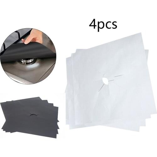 4PCS Set Reusable Foil Cover Gas Stove Protector Non-Stick Stovetop Burner Sheeting Mat Pad Clean Liner For Kitchen Cookware