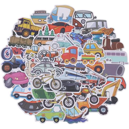40PCS Means Of Transportation Stickers PVC Waterproof Graffiti Stickers Motorcycle Helmet Skateboard Kids Toys Decal Sticker