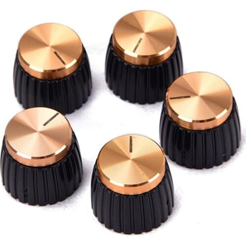 5pcs Guitar AMP Amplifier Knobs Gold Cap Push On Knobs fits