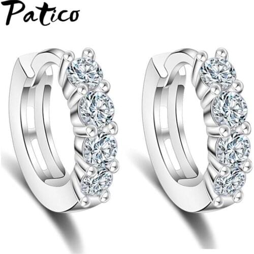 New Arrival 925 Sterling Silver Trendy Crystal Wedding Earrings For Women Girls Fashion Jewelry Anniversary Gift