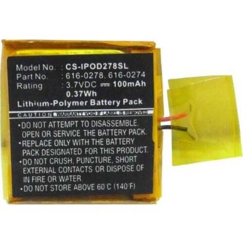 Cameron Sino 100mAh battery for APPLE iPOD Shuffle G2 1GB G3 616-0274 616-0278 MP3, MP4, PMP Battery