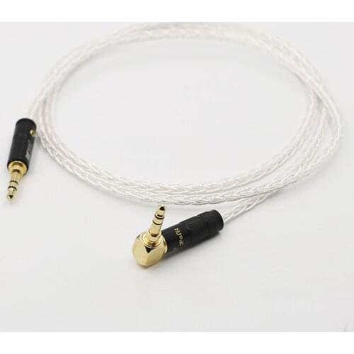 Audiocrast 8Cores Silver Plated 3.5mm Extension Audio Cable 3.5mm right angled to straight male Earphone HeadphoneStereo AUX