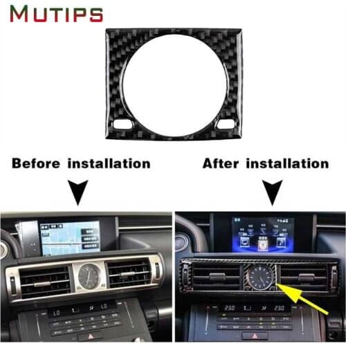 Mutips Car Center Console Air Outlet Clock Panel Frame Trim Cover Carbon Fiber Sticker Accessories For Lexus IS250 2014-2018