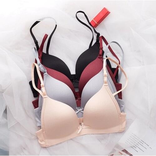 Ladies Sexy Seamless Bra Wire Free Push Up Soft Bra Women Underwear Fashion Lingerie Brassiere with Bow