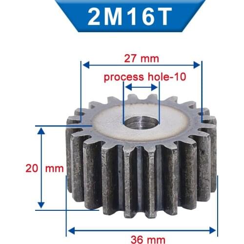 1 Piece spur Gear 2M16Teeth rough Hole 10 mm motor gear 45#carbon steel Material High Quality pinion gear Total Height 20 mm