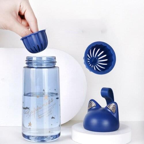 350ml Cartoon Cute Flash Diamond Cat Space Cup PC Plastic Hand Cup Tea Infuser Filter Mug Home Outdoor Office Container Gift