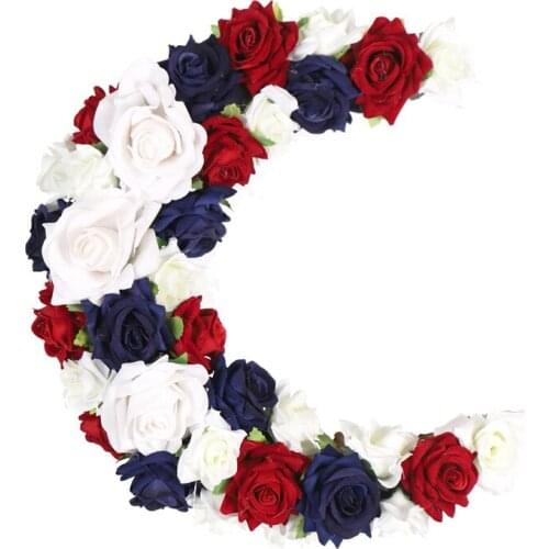 Decorative Door Wreath Red White Blue Flower Flower Wreath Handmade Garland For Autumn Winter Outdoor Display