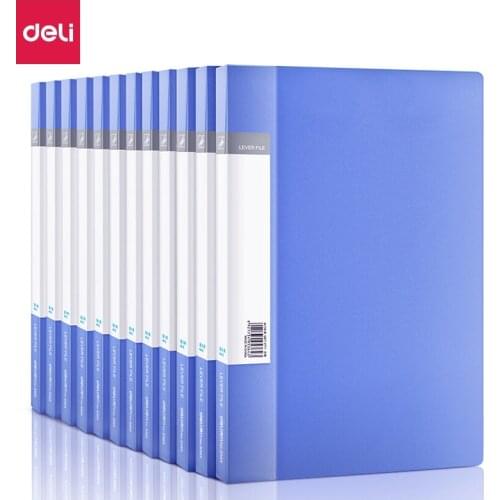 Deli 12pcs/Lot A4 Metal Single Strong Clip + Insert Bag Hard Folder Large Capacity File Storage Office Supplies 5363
