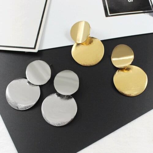 European and American Fashion Exaggerated Round Sequin Earring Irregular Smooth Combination Simple Earrings Female Trend Jewelry