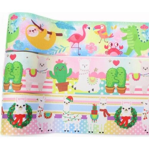 I-19912-2160,3‘’ ,5 yards cartoon Thermal transfer Printed grosgrain Ribbons, Bow Handmade Craft For diy Hair Accessories Decora