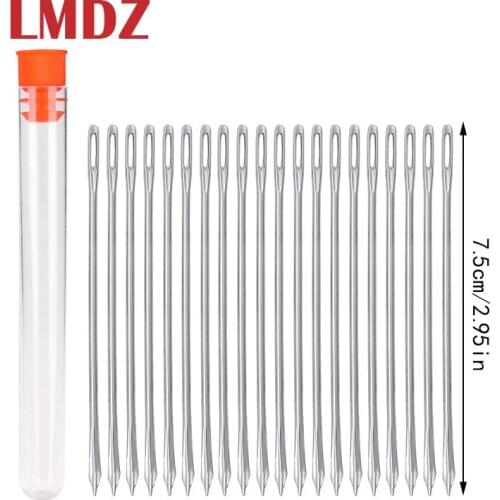 LMDZ 20pcs 7.5cm Handmade Leather Stitching Sewing Needle Stainless Steel Needle Sofa Needle Leather DIY Craft Tools With Bottle