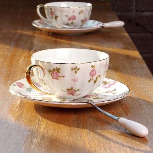 Ceramic Phnom Penh coffee cup set European style small luxury home exquisite afternoon tea cup elegant color bone china cup set