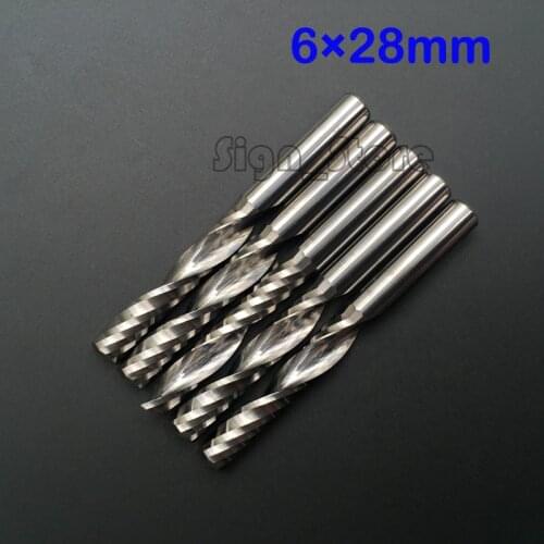 5pcs 6mm 1/4" High Quality Carbide CNC Router Bits One Single Flute End Mill Cuttign Milling Tools 28mm