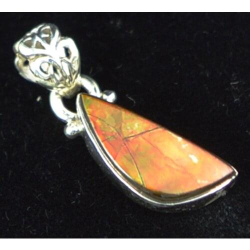 Lovegem Genuine Ammolite Pendant 925 Sterling Silver , 29 mm, AP2998