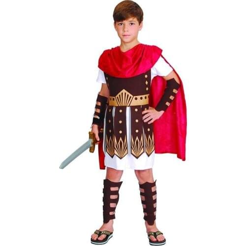 Boys Roman Brave Warrior Soldier Gladiator Arm Guard Cosplay Costume Halloween Carnival Party Costume for Kids Prince Dress