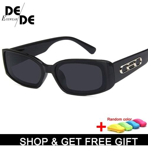 Small Rectangle Sunglasses Women 2019 Brand Design Vintage Sun glasses For Men Eyewear UV400 oculos Gafas De Sol With Box