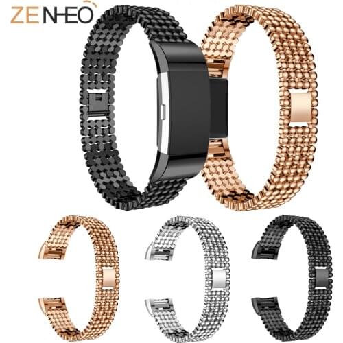 Metal band for replacement for Fitbit Charge 2 watch Magnet Strap Lock Bead Style Stainless Steel Watch Strap for Fitbit Charge2