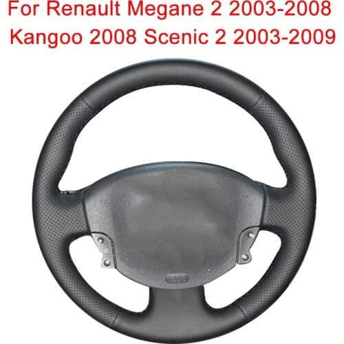 Customize Car Steering Wheel Cover For Renault Megane 2 2003-2008 Kangoo Scenic 2 2003-2009 Leather Braid For Steering Wheel