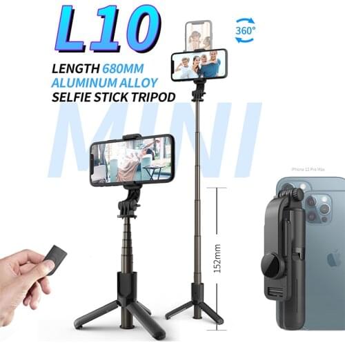 RUZSJ L10 Mini Portable Selfie Stick With Monopod Tripod For iPhone 12 Pro Max Suitable Huawei Xiaomi Gimbal Smart phone