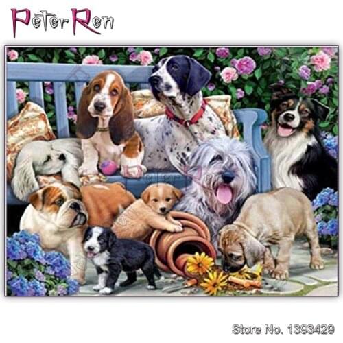 DIY Diamond Crystal Cross Stitch Painting Animal dogs Full Drill Resin Diamond mosaic Embroidery Puppy paradise Home Decor gift