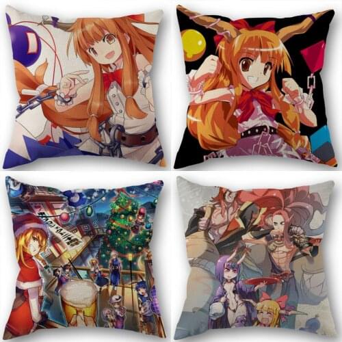 Ibuki Suika Pillowcase Cotton Linen Fabric Square Zippered Pillow Cover For Office Family Decoration 45X45cm Eco-Friendly 1210