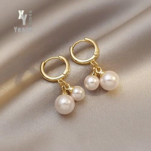 2021 New Simple Pearl Pendant Drop Earrings For Womens Korean Fashion Jewelry Exquisite Accessories For Wedding Party Girls