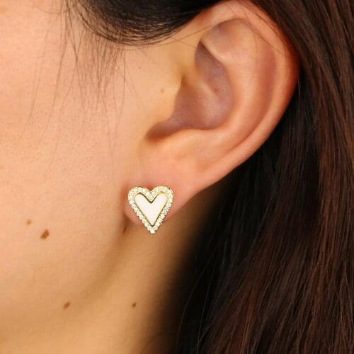 Tiny new arrived fashion jewelry mini stud colorful enamel lovely heart shape Earring for women girlfriend wedding gift