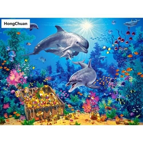 New Dolphin 5D DIY Square/Round Diamond Painting Mosaic Cross Stitch Home Decoration Mural Christmas Gift New Year