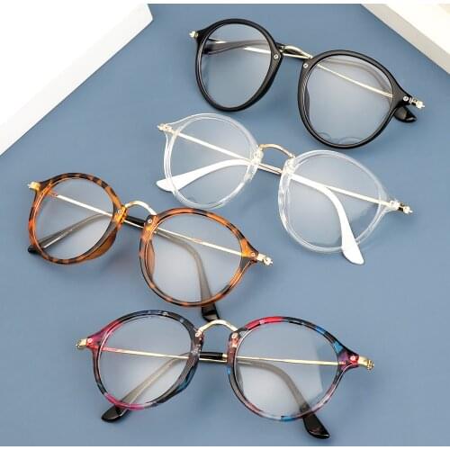 Fashion Leopard Flat Mirror Glasses Unisex Flexible Ultralight Round Metal Frame Resin Lens Eyewear Optical Spectacle