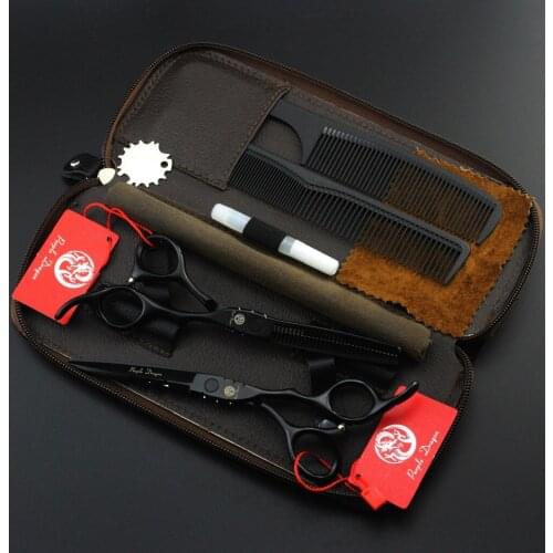 538# 5.5'' 16cm Brand Purple Dragon 4Pcs Suit Hairdressing Scissor 440C Barbers Cutting Scissors Thinning Shears Hair Scissors