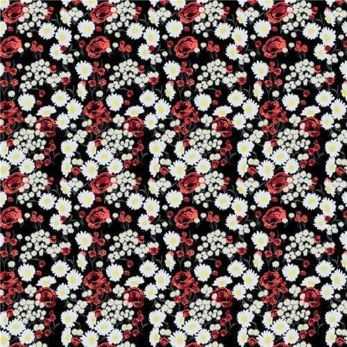 Polyester satin dress fabric custom elegant chrysanthemum printed cloth high-end letter pattern thin diy shirt apparel fabric