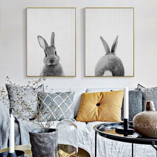 Front Or Back Rabbit Sold Seperately Canvas Painting Black And White Animal Poster Print Nordic Wall Art Picture Home Decoration