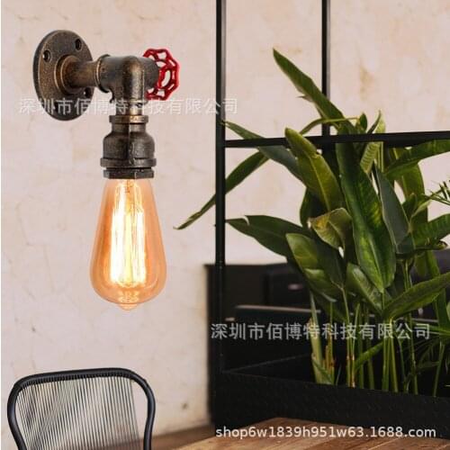 Industrial style led wall lamp bedroom hotel loft American water pipe wall lamp clothing store decorative wall lamp