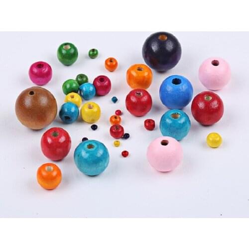 Multicolor Eco-Friendly Different Sizes With Hole Balsa Round Ball Wood Beads For Jewelry Making DIY Bracelet Pendants Findings