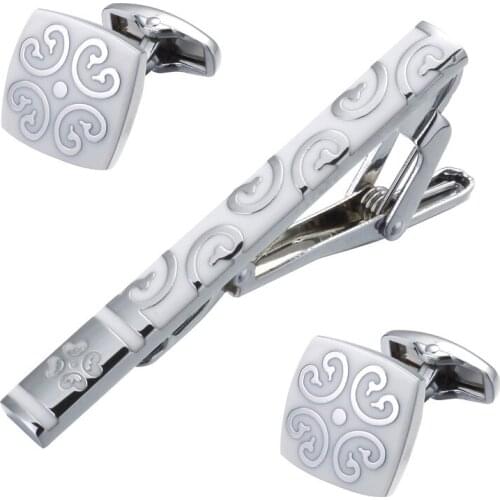 Luxury Men Plating Metal Necktie Tie Bar Clasp Tie Clip with Rhinestone Fashion Simple Gift Cuff Links for Wedding black / Silv