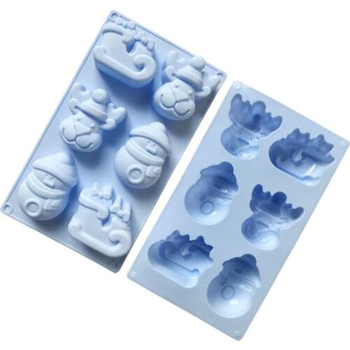 Christmas Elk Snowman Fondant Cake Mold Silicone Chocolate Candle Mould Baking Cake Decorating Tools