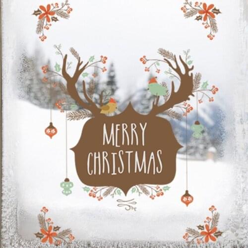 Merry Christmas Elk antlers wall sticker for Home Decor Art Decals Window Wallpaper Festival decoration Vinyl Toilet stickers