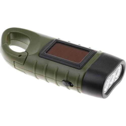Hand Cranking Flashlight Emergency LED Torch Light for Outdoor Camping Green